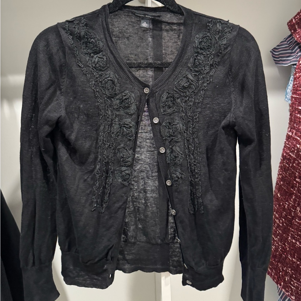 Black Sheer Banana Republic Cardigan | Size Small